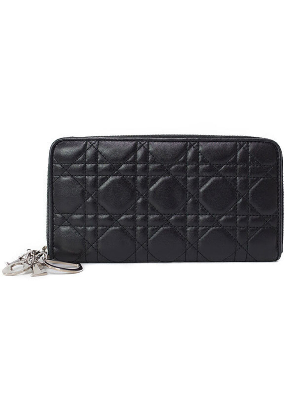 Christian Dior Leather Round Zip Long Wallet